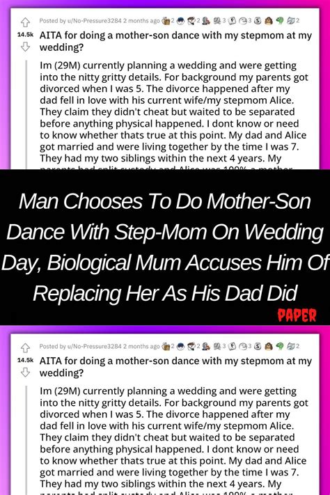 Man Chooses To Do Mother Son Dance With Step Mom On Wedding Day Biological Mum Accuses Him Of