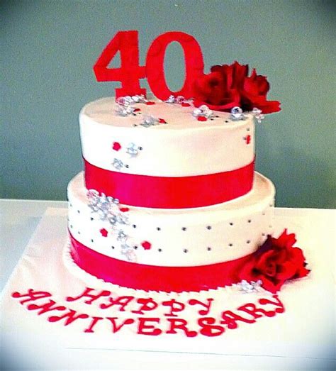 The only thing i changed was instead of doing the loopy bow on top i decided to do this style of bow. 40th Anniversary Cake | 40th wedding anniversary cake ...