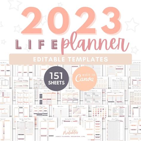 2023 Planner And Calendar Template For Canva Canva Template Etsy Israel
