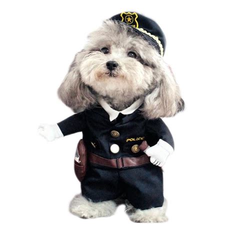 Pet Costume Cool Police Uniform With Hat For Dogs Cats Pets Policeman