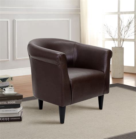 Mainstays Faux Leather Bucket Accent Chair Brown