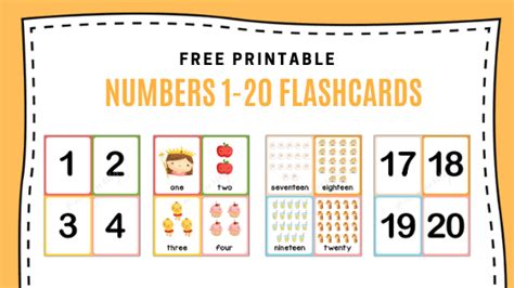 Free Printable Numbers 1 20 Flashcards