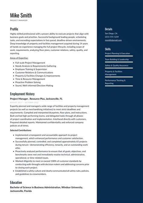 Project Manager Resume Example And Writing Guide