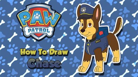 How To Draw Paw Patrol Chase Paw Drawing Chase Paw Patrol Drawings