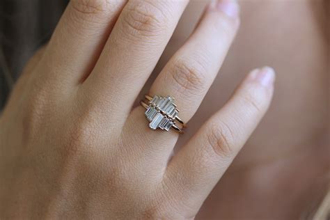 Baguette Engagement Ring Art Deco Engagement Ring Artemer