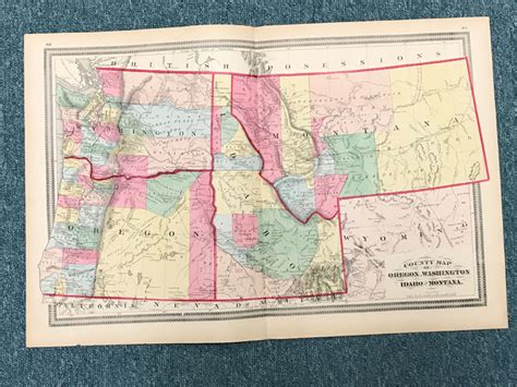 County Map Of Oregon Washington Idaho And Montana Hh Lloyd