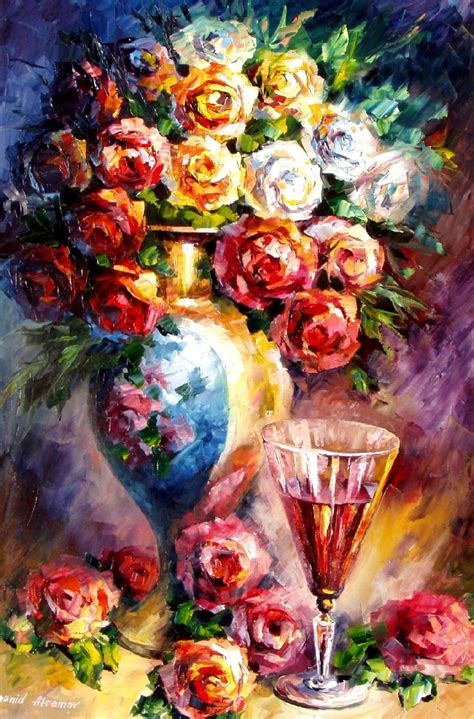 Fallen Roses — Palette Knife Oil Painting On Canvas By