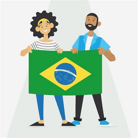 Design Plano De Um Par De Pessoas Segurando A Bandeira Do Brasil