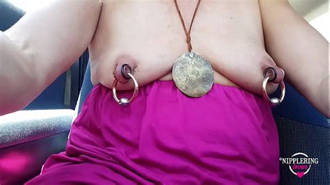 Nippleringlover Kinky Mother Flashing Extreme Pierced Nipples Pierced