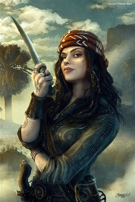 Lady Knife Fantasy Illustration Pirate Woman Pirate Art