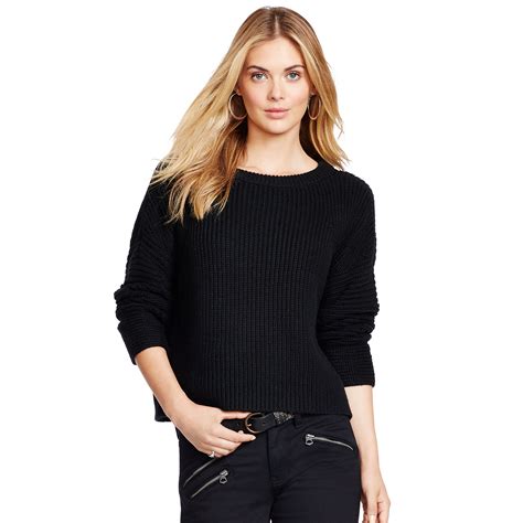 Polo Ralph Lauren Cotton Crewneck Sweater In Black Lyst