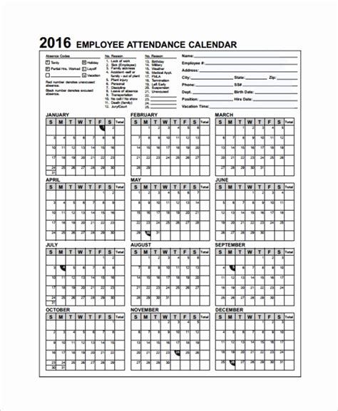 2024 Employee Attendance Calendar Printable Free Wordpress Marni Sharron