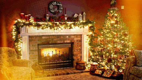 Christmas Holiday Fireplace Interiors Welcome Home Wallpapers Hd