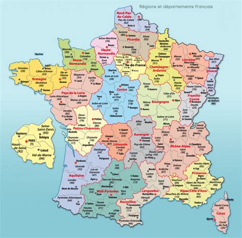 December 19, 2017 at 1:00 am. Carte de France départements villes et régions - Arts et ...