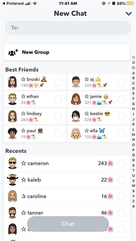 Snapchat Best Friends List