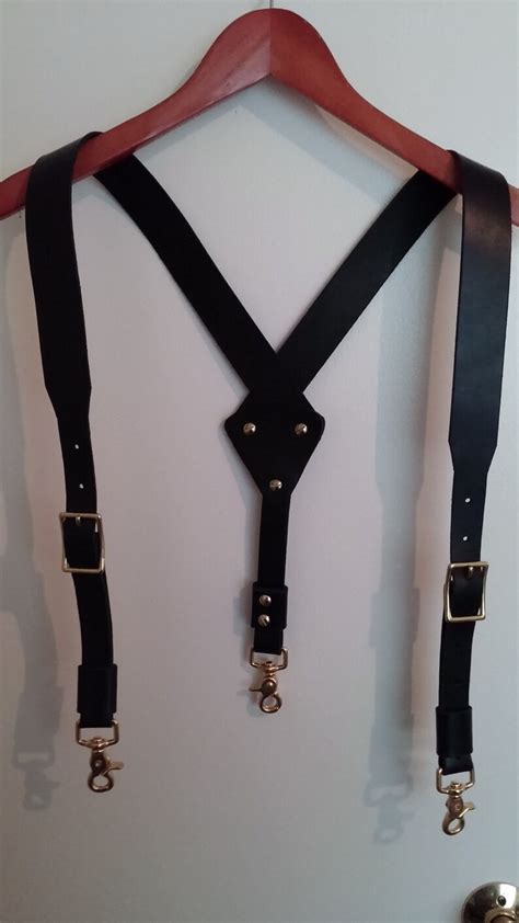 Harness Leather Suspenders Brass Hard Wear Etsy