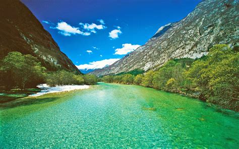 Emerald Green Soča River Trenta Slovenia Summer Photo