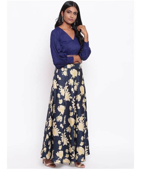 Blue Yellow Floral Skirt Set Truebrowns Lifestyle Pvt Ltd 3062964
