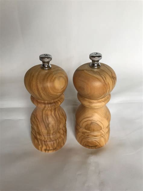 Bisetti Imperia Olive Wood Pepper Mill Salt Set Inches Ebay