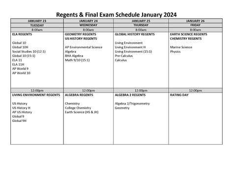 Regents Schedule 2024 Pdf - Kora Shaina