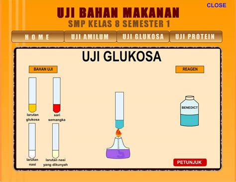 Bahan makanan yang diuji mengandung glukosa yaitu roti dan jeruk.pereaksi benedict berupa saat uji glukosa jika positif maka larutan akan berubah warna menjadi merah atau oranye. On Earth, Inside Us: VIRTUAL FOOD TEST