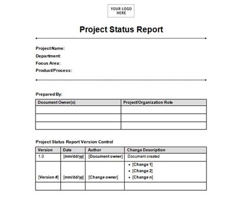 Microsoft Word Templates Free Project Status Report Template