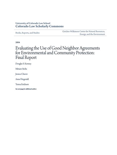 Fillable Online Evaluating The Use Of Good Neighbor Agreements For