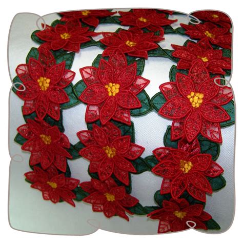 3D Poinsettia Table Runner Machine Embroidery Design | Machine embroidery, Machine embroidery ...