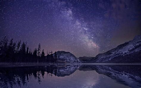 Landscape Stars Night Lake Wallpaper And Background