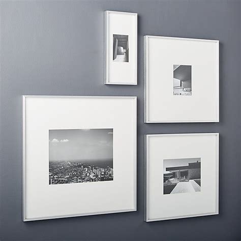 Gallery Brushed Silver Picture Frames With White Mats Cb2 Picture