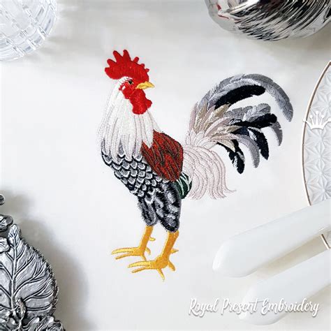 Rooster Machine Embroidery Design 5 Sizes Etsy