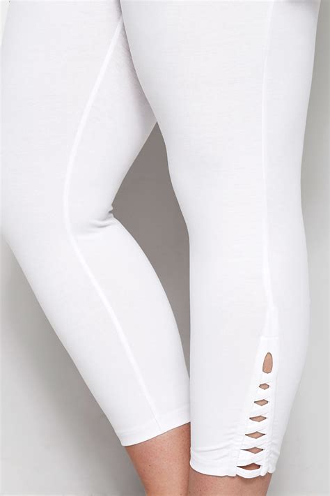 White Lattice Cropped Leggings Sizes 16 To 36 Yours Clothing