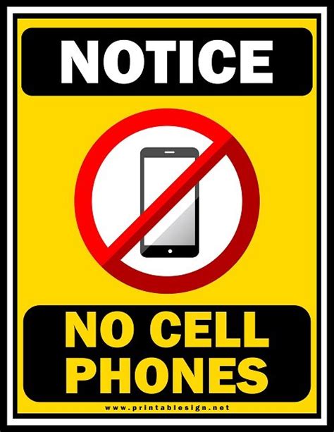 No Cell Phones Sign Pack 10 Free Printable Signs