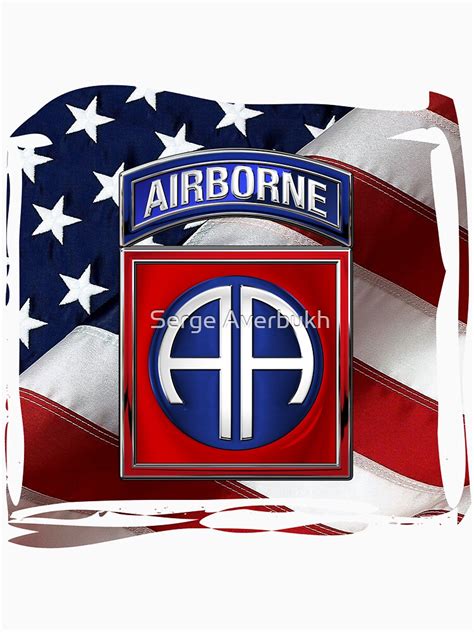 82nd Airborne Division 82 Abn Insignia Over American Flag T Shirt