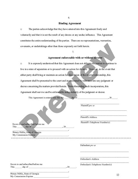 Divorce Settlement Agreement Georgia With Enforce Us Legal Forms