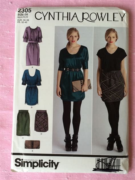 cynthia rowley dress and skirt pattern simplicity 2305 uncut etsy
