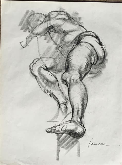 Drawing Of Reclining Male Nude By Harry Carmean Human Figure Drawing