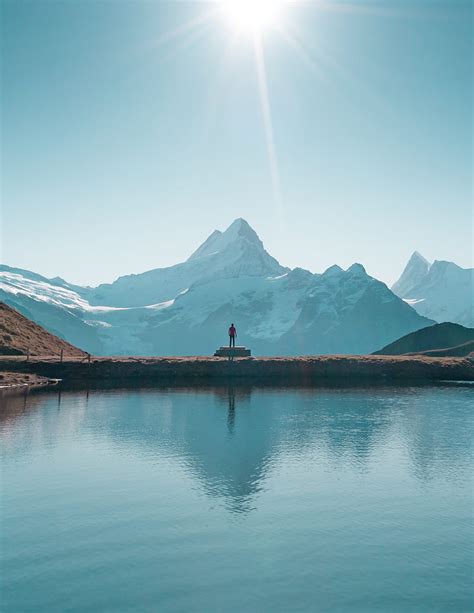 Mountains Lake Man Silhouette Alone Hd Phone Wallpaper Peakpx