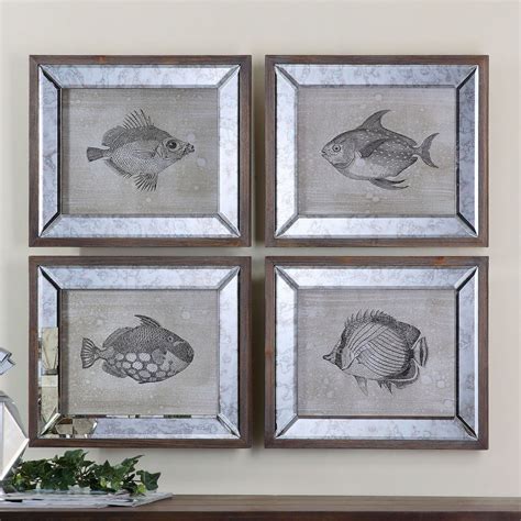 Uttermost Mirrored Fish Framed Art Set Of 4 19w X 16h Inea