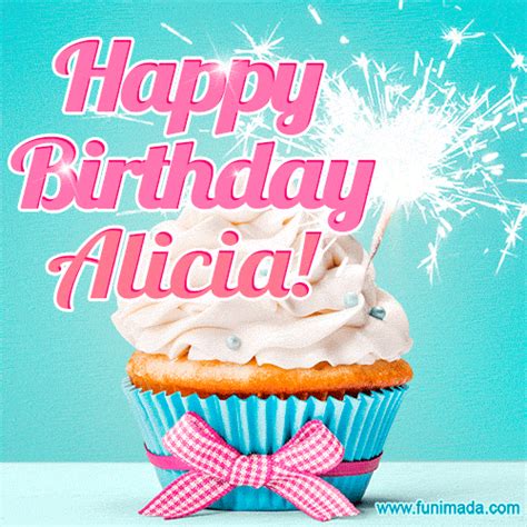 Happy Birthday Alicia Elegang Sparkling Cupcake Gif Image Funimada Com