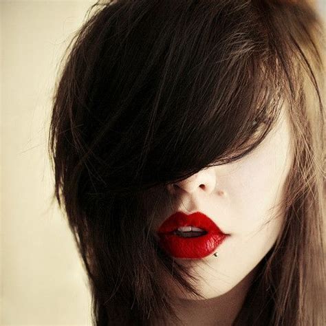 Brunette Lipstick Beauty Hair Perfect Red Lips