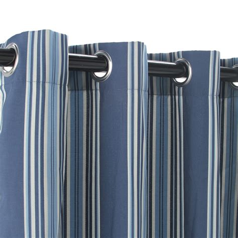 Shop Stripe Blue Polyester Grommeted Outdoor Curtain 50 X