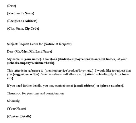 Request Letter Format Word Template And Samples Purshology