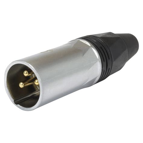 Gold Plated 3 Way Male Xlr Connector Ø8mm Silver Unit Audiophonics
