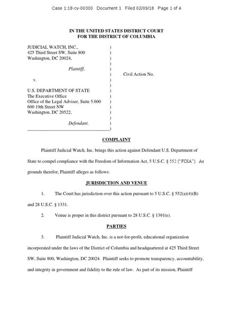 judicial watch lawsuit pdf freedom of information act united states judicial watch