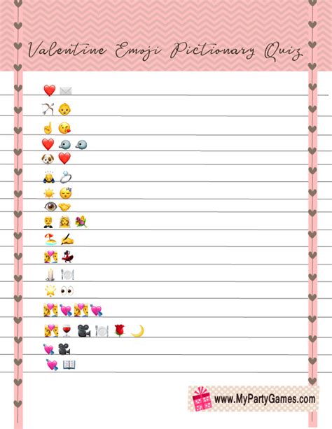 Free Printable Valentines Day Emoji Pictionary Quiz Valentines For