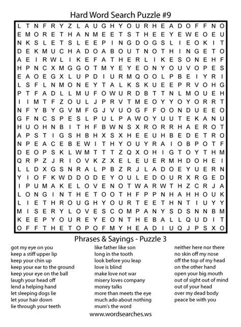 Extremely Hard Word Search Printable