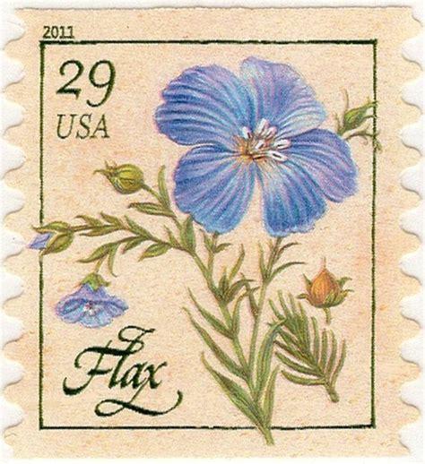 Five 29c Flax Flowering Herbs Stamps Unused Us Postage Stamps
