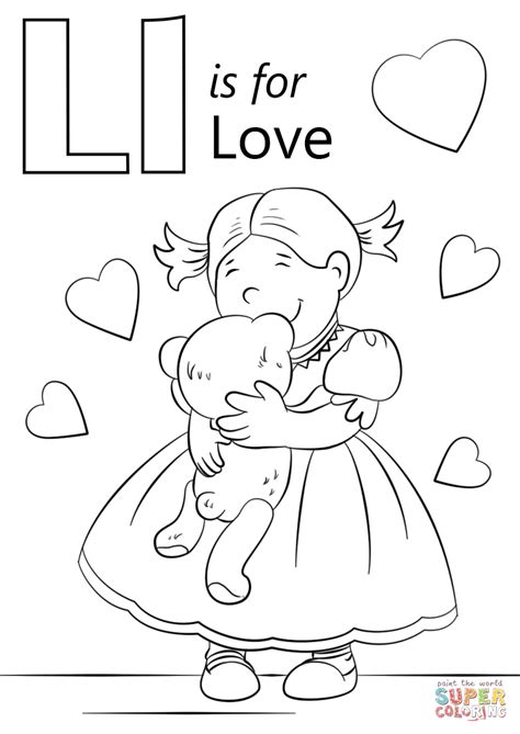 Customize your coloring page by changing the font and text. Letter L is for Love coloring page | Free Printable ...