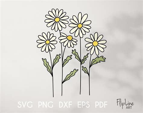 Wildflower Svg Daisies SVG Simple Flower Svg Floral Clipart Etsy